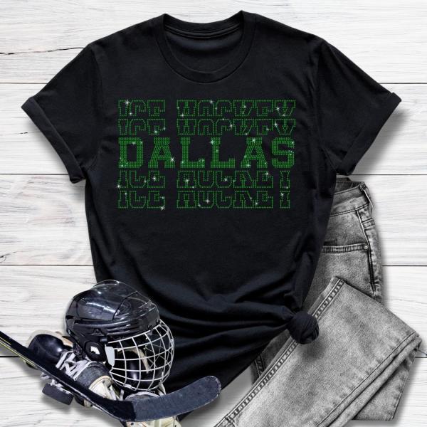 Dallas Rhinestone T-Shirt, Hockey Jersey For Sports Lovers, Comfort Colors Hockey Shirt, Christmas Gift for Fans, Championship Sport Merch