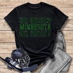 Minnesota Rhinestone T-Shirt, Hockey Memorabilia Tee, Game Day Season Shirt, Hockey Lovers Shirt, Vintage Inspired Tee-Shirt, Best Gift Ever