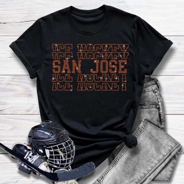 San Jose Rhinestone T-Shirt, Hockey Unisex Classic Fit, Cute Hockey Player Shirt, Premium Sports Fan Apparel, Gritty Adult Sweatshirts