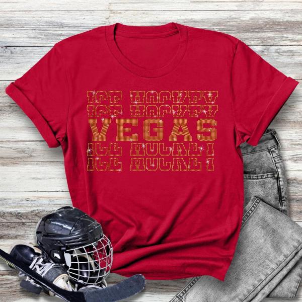 Veqas Rhinestone T-Shirt, Hockey Sports Fan Apparel, Perfect Tee-Shirt Gift for Hockey Fans, Unisex Stylish Sportswear, Hockey Birthday Gift
