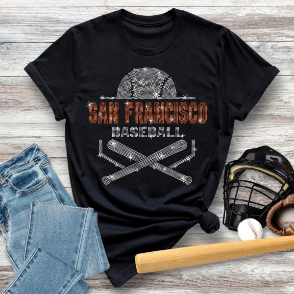 San Francisco Baseball Rhinestone T-Shirt, Baseball Season Tee, Game Day Apparel, Baseball Mom Shirt, Cute Gift For Her or Him