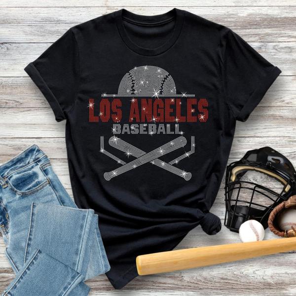 Los Angeles Baseball Rhinestone T-Shirt, Glittering Game Day Shirt, Comfort Color Sports Shirt, Retro Baseball Mom Shirt, Best Gift for Her