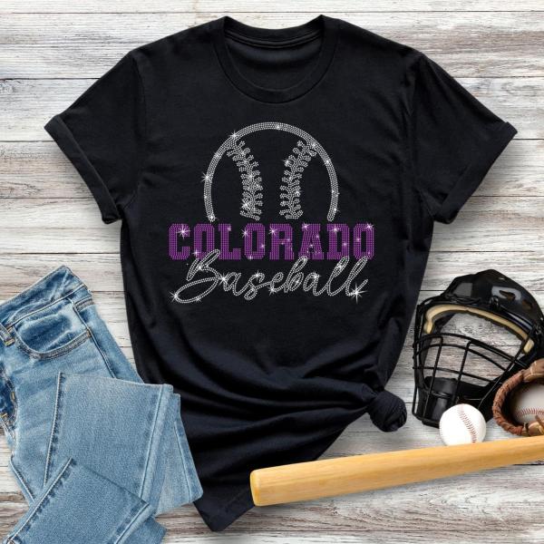 Colorado Baseball Rhinestone T-Shirt, Vintage Baseball Fan Shirt, Sports Mom Shirt, Retro Style Baseball Shirt, Tailgate Gift For Her or Him