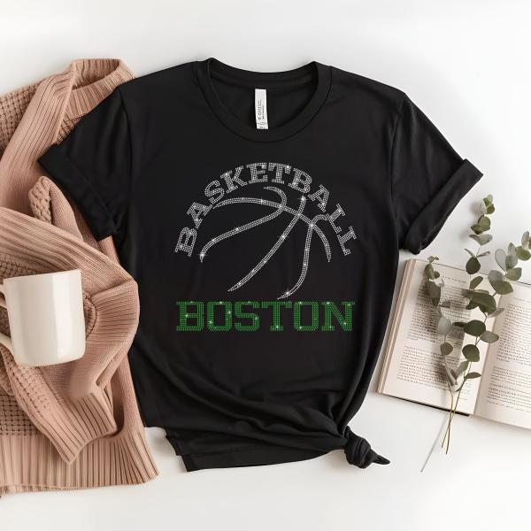 Boston Basketball Game Day Rhinestone Shirt, Mascot Shirt, Sports Matching Shirt, Best Father's Day Shirt Gift Ever, Basketball Lover Gift