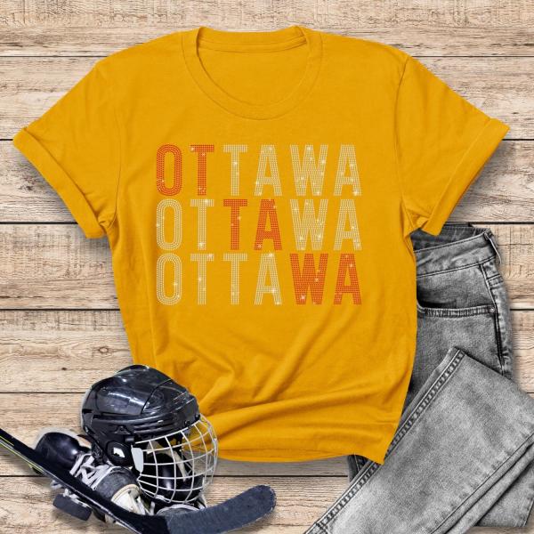 Ottawa Rhinestone T-Shirt, Hockey Player Xmas Shirt, League Commemorative Shirt, Ideal Gift for Boyfriend or Girlfriend for Sports Lovers