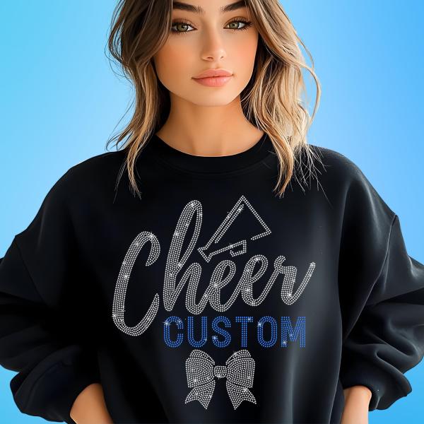Personalized Cheer Name Rhinestone Shirt, Custom Sports Tee, Bling Cheer Mom, Custom Spirit Wear, Cheer Team Gift Shirt, Custom Cheer Shirt