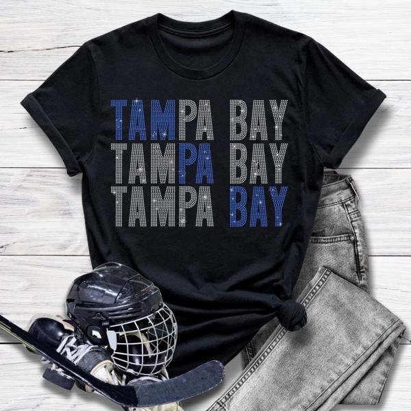 Tampa Bay Rhinestone T-Shirt,  Hockey Hoodie Sweatshirt, Retro Hockey Apparel, Ice Hockey Play Shirt, Hockey Team Shirt, Best Gift Ever