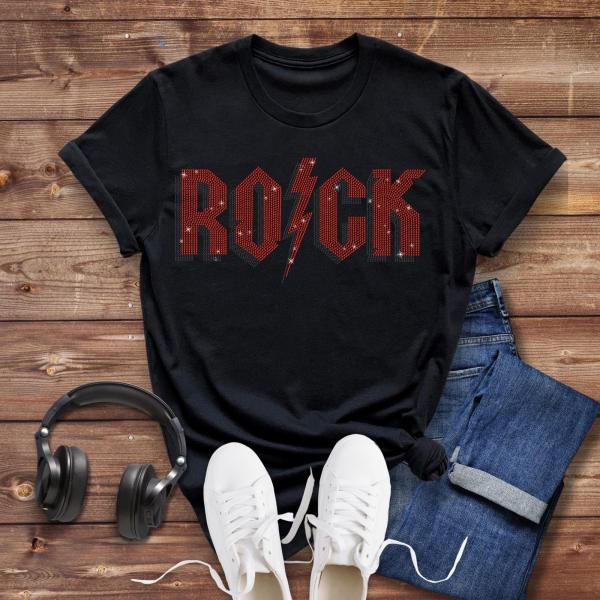 Retro Rock Music Rhinestone T-Shirt, Concert Lovers Shirt Gift For Rock Fans, Soft-Style Unisex Festival Sweatshirt For Women and Men