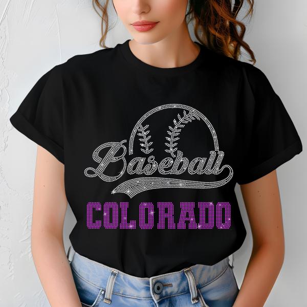Colorado Baseball Rhinestone Shirt, Baseball Gift, Retro Sports Shirt, Game Day Tailgate Sport Shirt, Baseball Teams Favorite Fan T-shirt