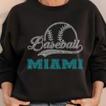 Miami Baseball Rhinestone Shirt, Gift for Baseball, Retro Sports Shirt, Game Day Tailgate Sport Shirt, Baseball Teams Favorite Fan T-shirt