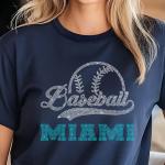 Miami Baseball Rhinestone Shirt, Gift for Baseball, Retro Sports Shirt, Game Day Tailgate Sport Shirt, Baseball Teams Favorite Fan T-shirt