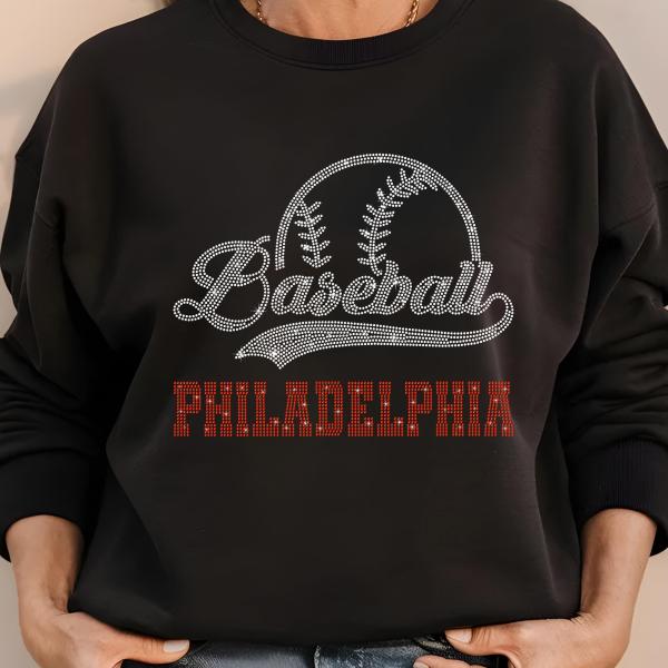 Philadelphia Baseball Rhinestone Shirt, Gift for Baseball, Retro Sports Shirt, Game Day Tailgate Shirt, Baseball Teams Favorite Fan T-shirt