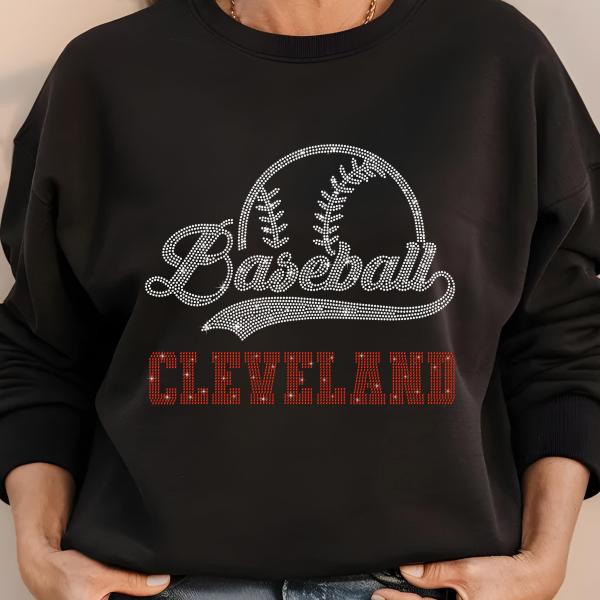Cleveland Baseball Rhinestone Shirt, Gift for Baseball, Retro Sports Shirt, Game Day Tailgate Shirt, Baseball Teams Favorite Fan T-shirt