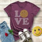 Cute Love-Smile Emoji Rhinestone T-Shirt, Perfect Design Shirt for Valentine, Unisex Soft Style Gift for Him/Her/Boyfriend/Girlfriend