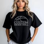 Custom Basketball Team Name Rhinestone Shirt, Personalized Sports Tee, Bling Basketball Mom, Custom Spirit Wear, Basketball Team Gift Shirt