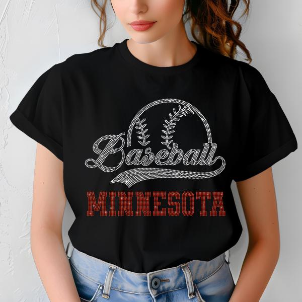 Minnesota Baseball Rhinestone Shirt, Gift for Baseball, Retro Sports Shirt, Game Day Tailgate Shirt, Baseball Teams Favorite Fan T-shirt