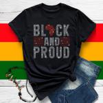 Black and Proud Rhinestone T-Shirt, African Continent Sweatshirt, Africa Lovers Safari Trip Shirt, African Symbol Shirt, Black History Shirt