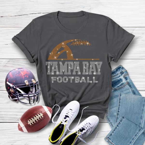 Tampa Bay Rhinestone Sunday Football T-Shirt, Eye Catching Design Sport Tee, Trendy Retro Glittering Shirt, Gift for Your Loving One