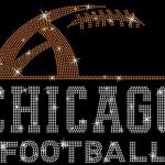 Chicago Rhinestone Sunday Football T-Shirt, Unique Design Favorite Football Team Tee-Shirt, Trendy Game Day Fans Apparel, Cute Football Gift