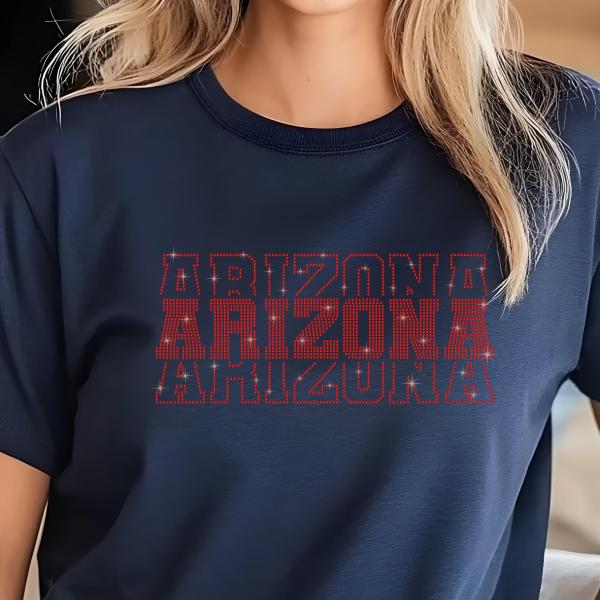 Arizona Rhinestone Football Shirt, Shine Bright and Show Your Team with This Stylish, High-Quality Design, Perfect for Game Days & Tailgates