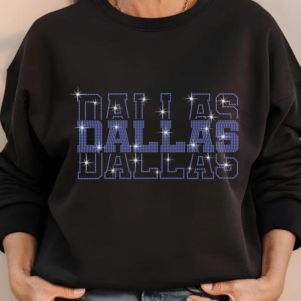 Dallas Rhinestone Football Shirt, Shine Bright and Show Your Team with This Stylish, High-Quality Design, Perfect for Game Days & Tailgates