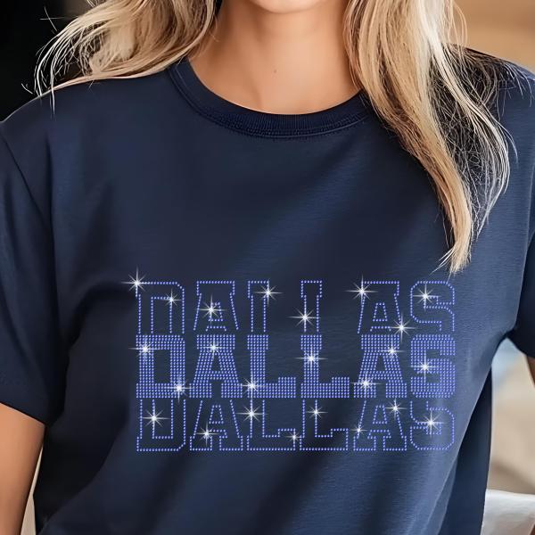 Dallas Rhinestone Football Shirt, Shine Bright and Show Your Team with This Stylish, High-Quality Design, Perfect for Game Days & Tailgates