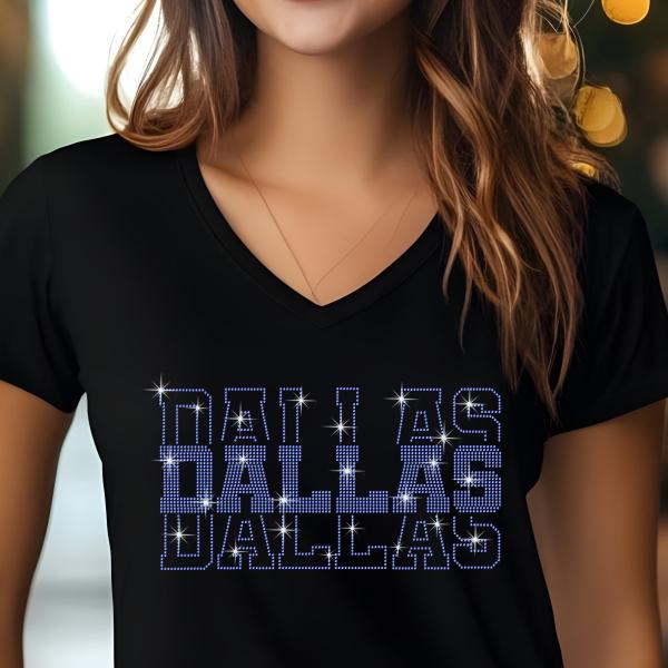 Dallas Rhinestone Football Shirt, Shine Bright and Show Your Team with This Stylish, High-Quality Design, Perfect for Game Days & Tailgates