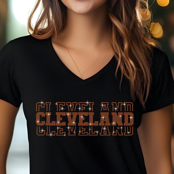 Cleveland Rhinestone Football Shirt, Shine Bright and Show Your Team with This Stylish, Quality Design, Perfect for Game Days & Tailgates