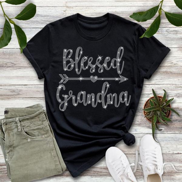 Blessed Grandma Rhinestone T-Shirt, Mom Life Shirt, Christmas Gift Grandma, Cute Honey Tee-Shirt, Mimi Shirt for Grandma, Cute Grandma Shirt
