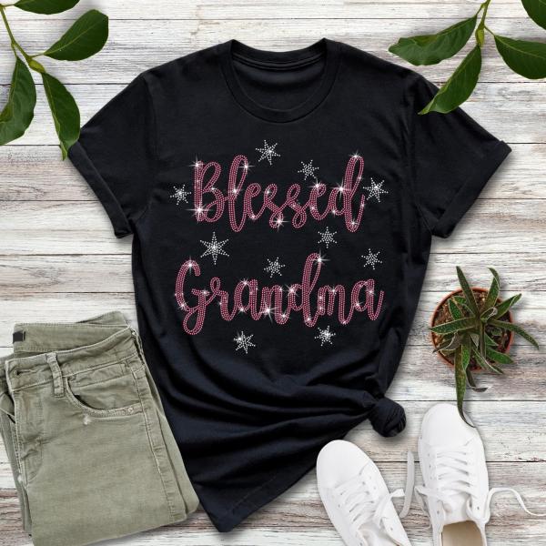 Blessed Grandma Rhinestone T-Shirt, Cool Grandma Shirt, Grandma Shirt, Mother's Day Sweatshirt Gift for Grandma, Christmas Gift for Grandma