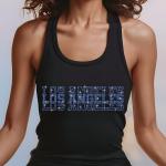 Los Angeles Rhinestone Football Shirt, Shine Bright and Show Your Team with This Stylish, Quality Design, Perfect for Game Days & Tailgates