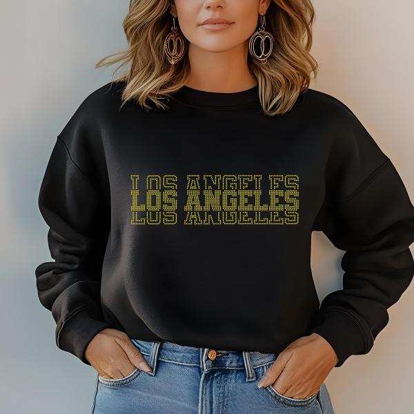 Los Angeles Rhinestone Football Shirt, Shine Bright and Show Your Team with This Stylish, Quality Design, Perfect for Game Days & Tailgates