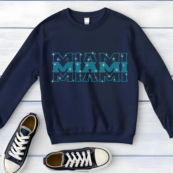 Miami Rhinestone Football Shirt, Shine Bright and Show Your Team with This Stylish, High-Quality Design, Perfect for Game Days & Tailgates