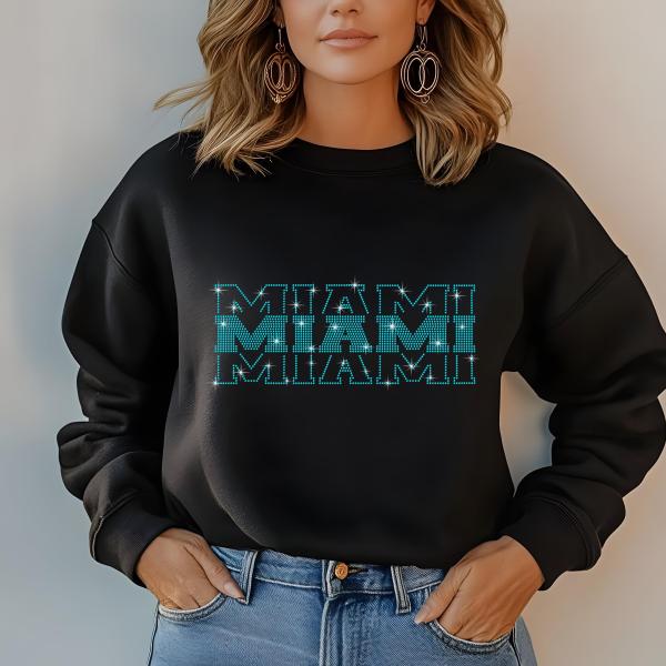 Miami Rhinestone Football Shirt, Shine Bright and Show Your Team with This Stylish, High-Quality Design, Perfect for Game Days & Tailgates