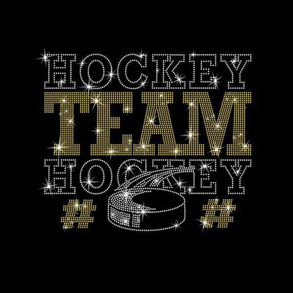 Personalized Hockey Team Name Rhinestone Shirt, Custom Sports Tee, Hockey Mom, Custom Spirit Wear, Custom Hockey Shirt, Hockey Team Shirt