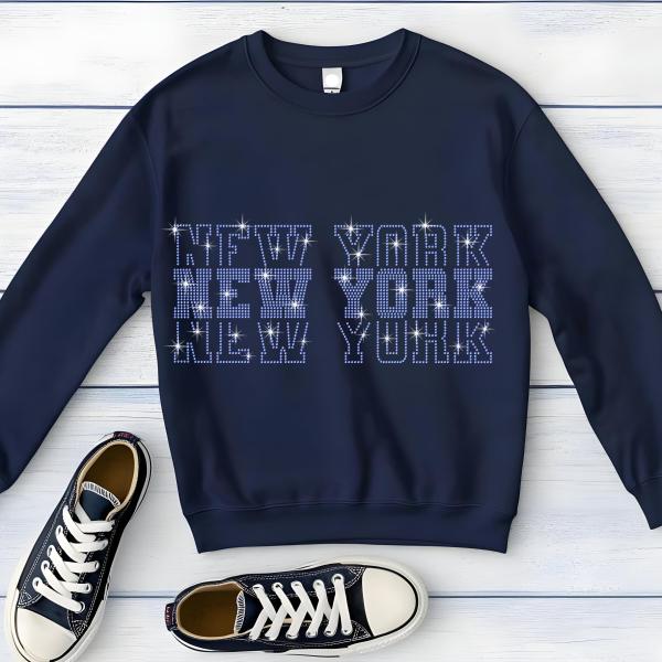 New York Rhinestone Football Shirt, Shine Bright and Show Your Team with This Stylish, HighQ-uality Design, Perfect for Game Days &Tailgates