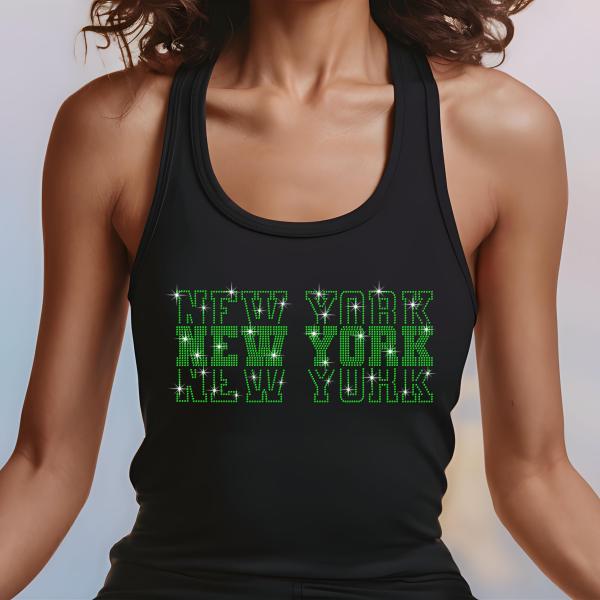 New York Rhinestone Football Shirt, Shine Bright and Show Your Team with This Stylish, HighQ-uality Design, Perfect for Game Days &Tailgates