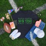 New York Rhinestone Football Shirt, Shine Bright and Show Your Team with This Stylish, HighQ-uality Design, Perfect for Game Days &Tailgates