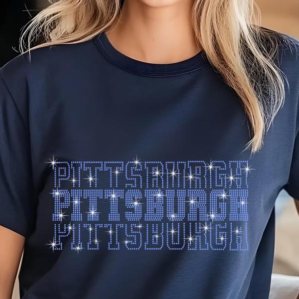 Pittsburgh Rhinestone Football Shirt, Shine Bright and Show Your Team with This Stylish, Quality Design, Perfect for Game Days & Tailgates