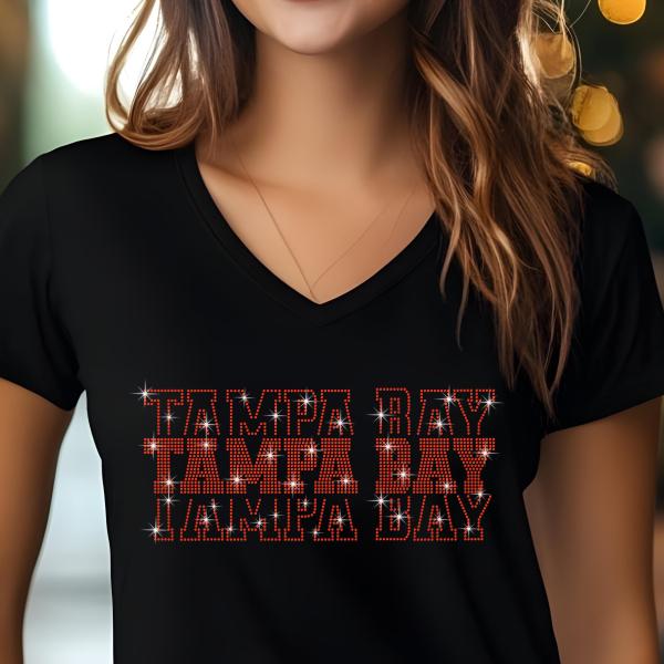 Tampa Bay Rhinestone Football Shirt, Shine Bright and Show Your Team with This Stylish, High-Quality Design, Perfect for Game Days&Tailgates
