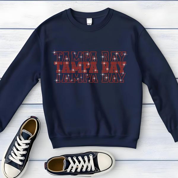 Tampa Bay Rhinestone Football Shirt, Shine Bright and Show Your Team with This Stylish, High-Quality Design, Perfect for Game Days&Tailgates
