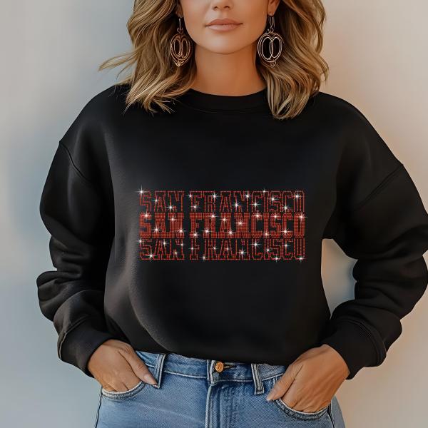 San Fransisco Rhinestone Football Shirt, Shine Bright and Show Your Team with This Stylish, Quality Design, Perfect for Game Days &Tailgates