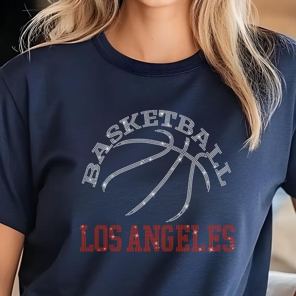 Los Angeles Basketball Game Day Rhinestone Shirt, Mascot Shirt, Sports Matching Shirt, Best Father's Day Shirt Gift, Basketball Love Gift