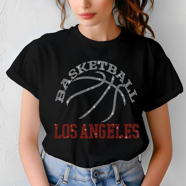 Los Angeles Basketball Game Day Rhinestone Shirt, Mascot Shirt, Sports Matching Shirt, Best Father's Day Shirt Gift, Basketball Love Gift