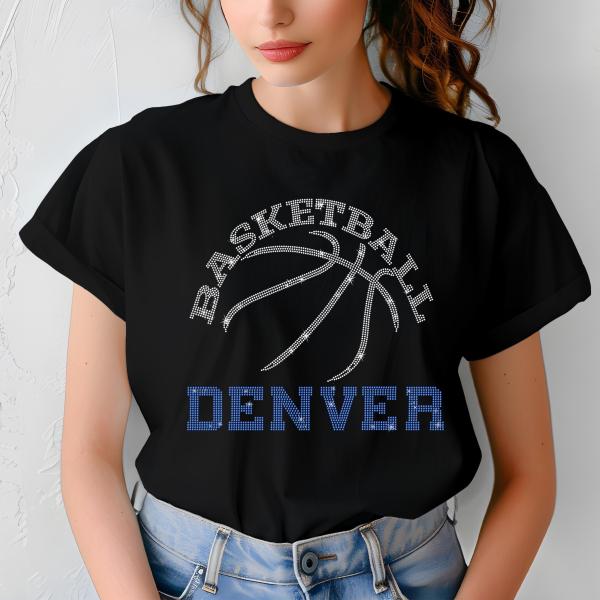 Denver Basketball Game Day Rhinestone Shirt, Mascot Shirt, Sports Matching Shirt, Best Father's Day Shirt Gift Ever, Basketball Love Gift