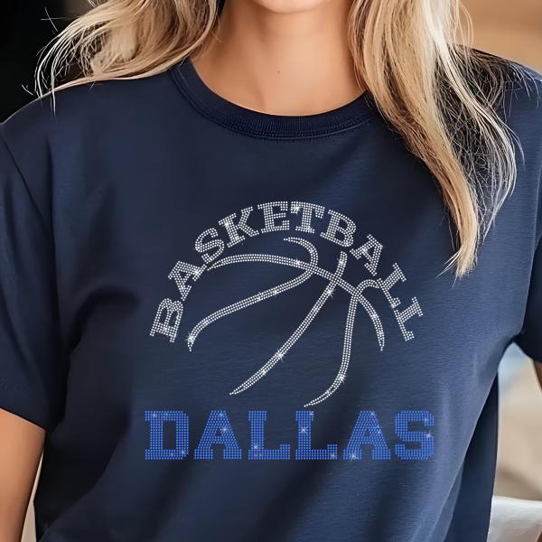 Dallas Basketball Game Day Rhinestone Shirt, Mascot Shirt, Sports Matching Shirt, Best Father's Day Shirt Gift Ever, Basketball Love Gift