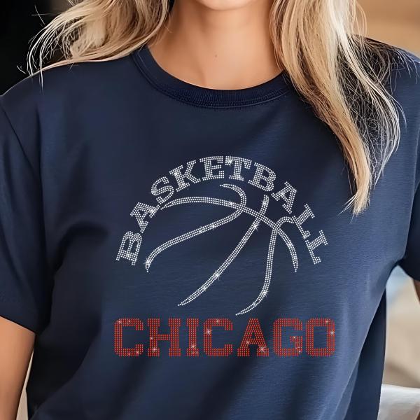 Chicago Basketball Game Day Rhinestone Shirt, Mascot Shirt, Sports Matching Shirt, Best Father's Day Shirt Gift Ever, Basketball Love Gift