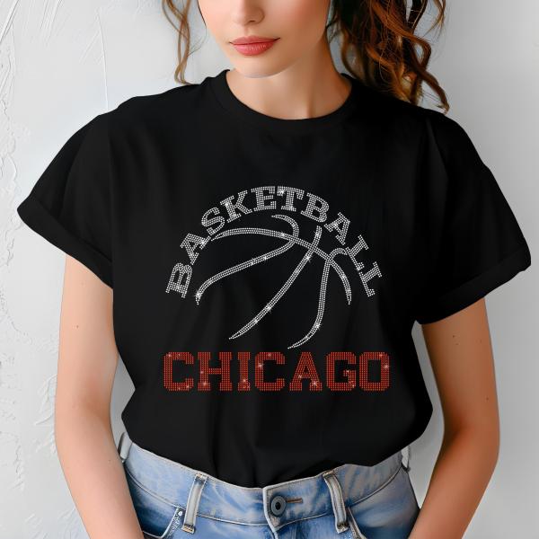 Chicago Basketball Game Day Rhinestone Shirt, Mascot Shirt, Sports Matching Shirt, Best Father's Day Shirt Gift Ever, Basketball Love Gift