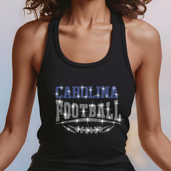 Carolina Football Rhinestone Shirt – Sparkling Fan Apparel! Stylish T-shirt, Sweatshirt, Hoodie, V-Neck, Perfect for Game Day & Team Pride