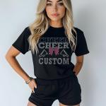Custom Cheer Rhinestone Shirt, Custom Cheerleader Tee, Bling Cheer Mom, Custom Spirit Wear, Cheer Team Gift Shirt, Custom Cheer Name Shirt